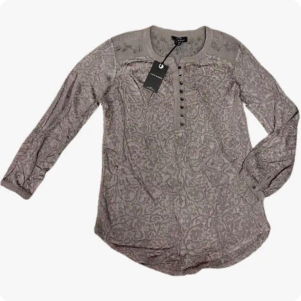 NWT Lucky Brand long sleeve shirt sheer gray small